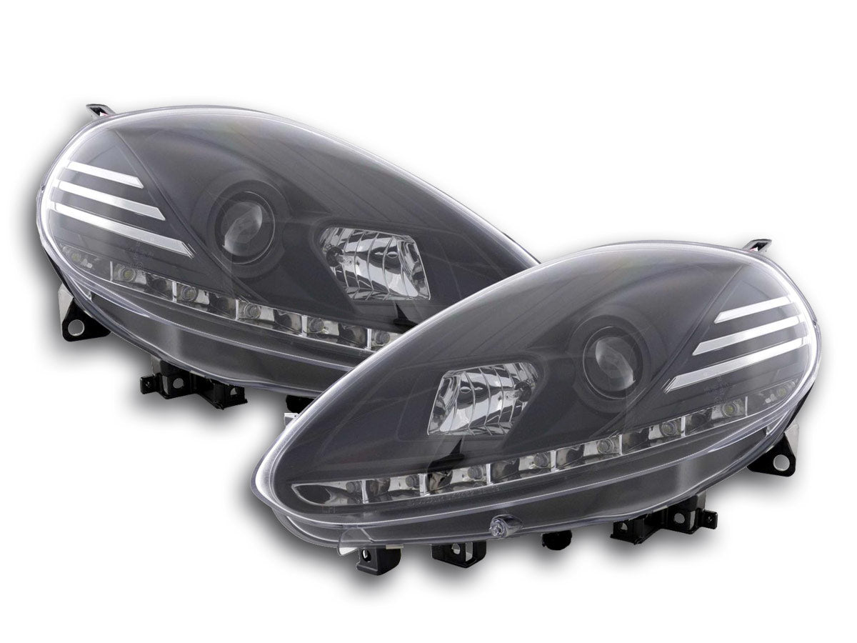 Scheinwerfer Set Daylight LED Tagfahrlicht Fiat Punto Evo 09- schwarz Scheinwerfer Set Daylight LED Tagfahrlicht Fiat Punto Evo 09- schwarz